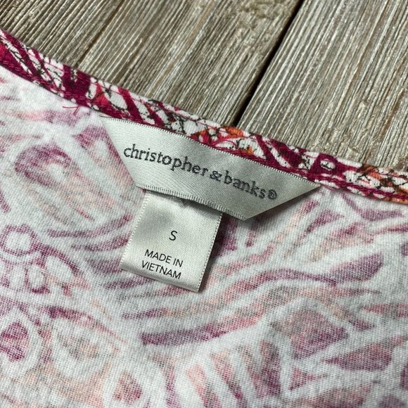 Christopher & Banks Tank Top Women's S Seashell Print Ruffle Neckline Vacation - Picture 12 of 12